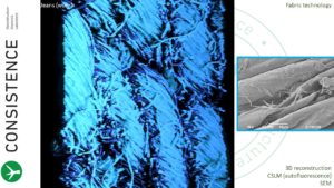 Confocal Microscopy and SEM image of jeans fabric textile by Consistence Microstructure Research Laboratory